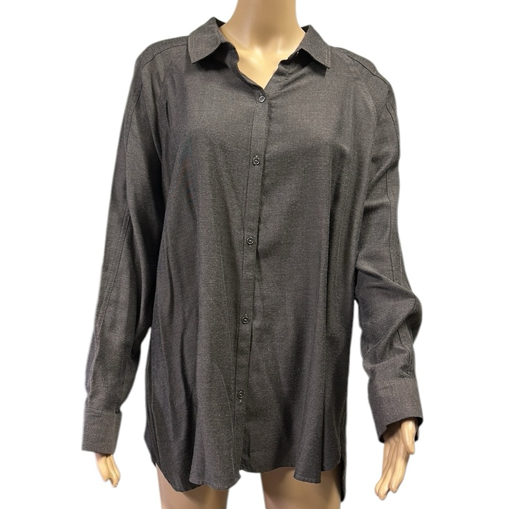 Westbound Walnut Brown Button Up Long Sleeve Rayon Blend Shirt Womens XL